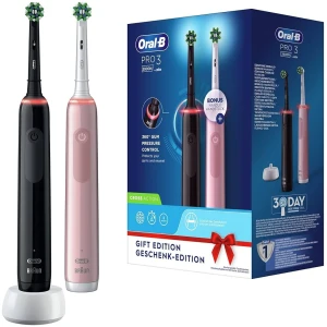 ELEKTRILINE HAMBAHARI ORAL-B PRO 3 3900N CROSS ACTION, 2TK, ROOSA JA MUST