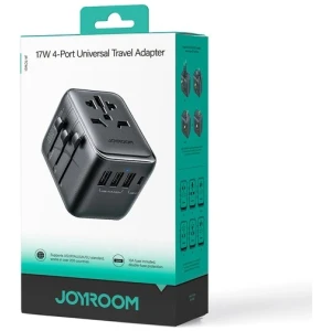 TRAVEL ADAPTER JOYROOM 17W, 3x USB, USB-C, US/JP/AU/UK/EU