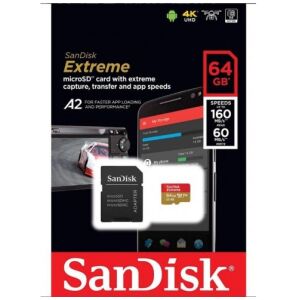 MÄLUKAART SANDISK EXTREME 64GB, 4K UHD, V30, U3, A2