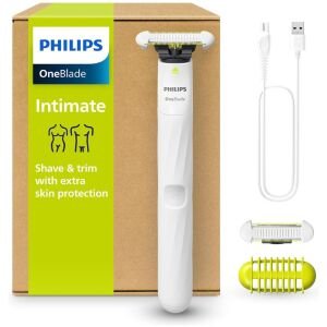 KEHARASEERIJA PHILIPS ONEBLADE INTIIMPIIRKONNA RASEERIMINE, WET/DRY, VALGE