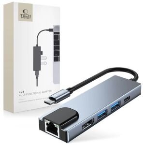 HUB TECH-PROTECT  USB-C-> USB-C, 2X USB, HDMI, RJ45, HDMI, HALL